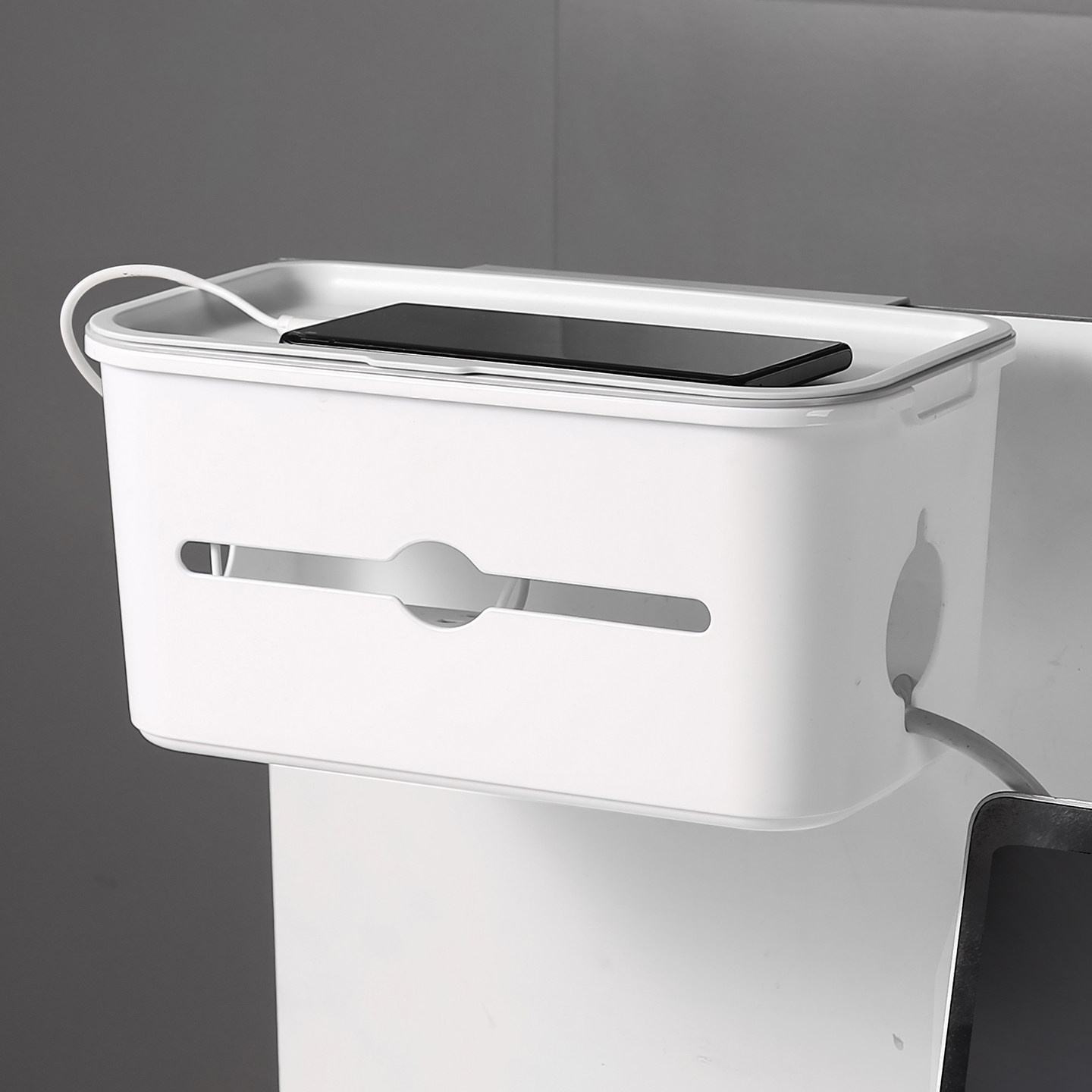 免打孔插排收纳盒插线板墙上固定器电源电线遮挡神器数据线理线器