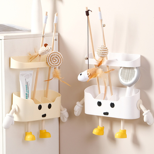 逗猫棒收纳盒小猫玩具展示架壁挂宠物用品置物架狗狗梳子整理神器