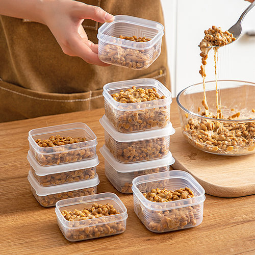 纳豆分装盒保鲜盒杂粮米饭冷冻盒食品级冻肉密封便携方形塑料盒子