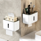 厕所纸巾盒化妆室防水纸巾架免打孔卫生纸盒壁挂式 卷筒卫生纸置物