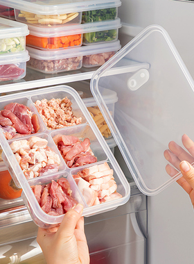 冰箱冻肉分格盒子冷冻食品级收纳盒专用小号保鲜盒分装盒整理神器