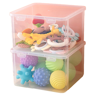 婴儿玩具收纳盒啃咬透明分类儿童牙胶宝宝手抓磨牙棒整理箱子小号