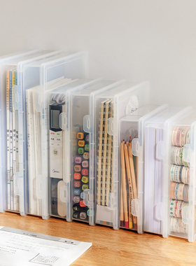 文具盒大容量铅笔桌面文具素描透明笔盒水彩笔盒A4纸收纳盒A5文件拼图拆装玩具整理箱工位神器好物证书书立盒