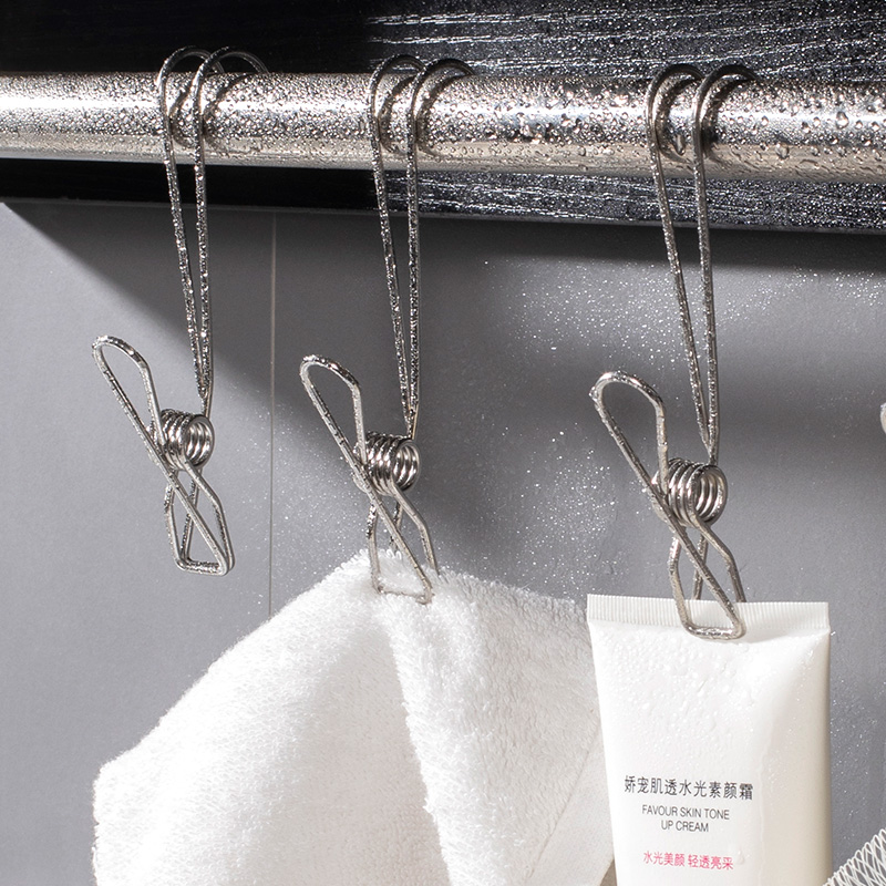 不锈钢小夹子挂钩带悬挂浴室多功能衣服防风晾衣架家用收纳晒衣夹