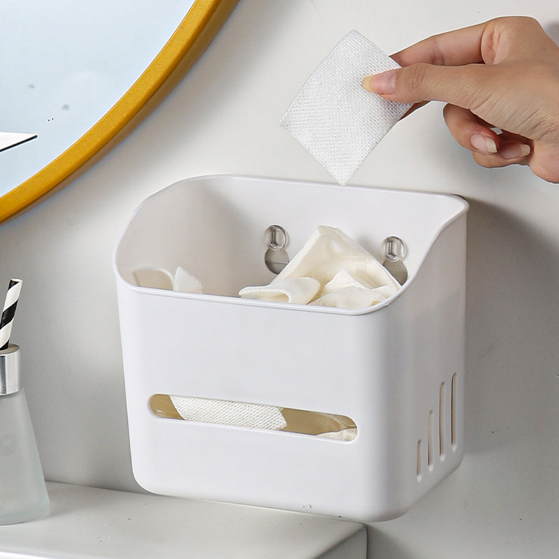 卫生间洗脸巾收纳盒壁挂式浴室置物架洗漱台专用化妆品墙上置物篮,收纳整理,洗脸巾收纳盒,淘宝优惠券,粉丝福利购,淘宝优惠卷