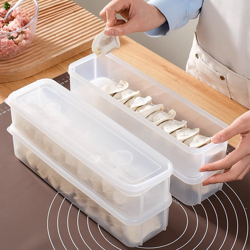 窄边饺子冷冻盒饺子盒食品级冷冻专用馄饨收纳盒冰箱用缝隙整理盒
