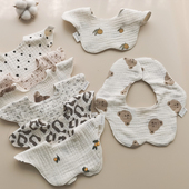 薄款 围嘴新生婴幼儿口水巾宝宝围兜夏季 360度纯棉纱布 ins新款