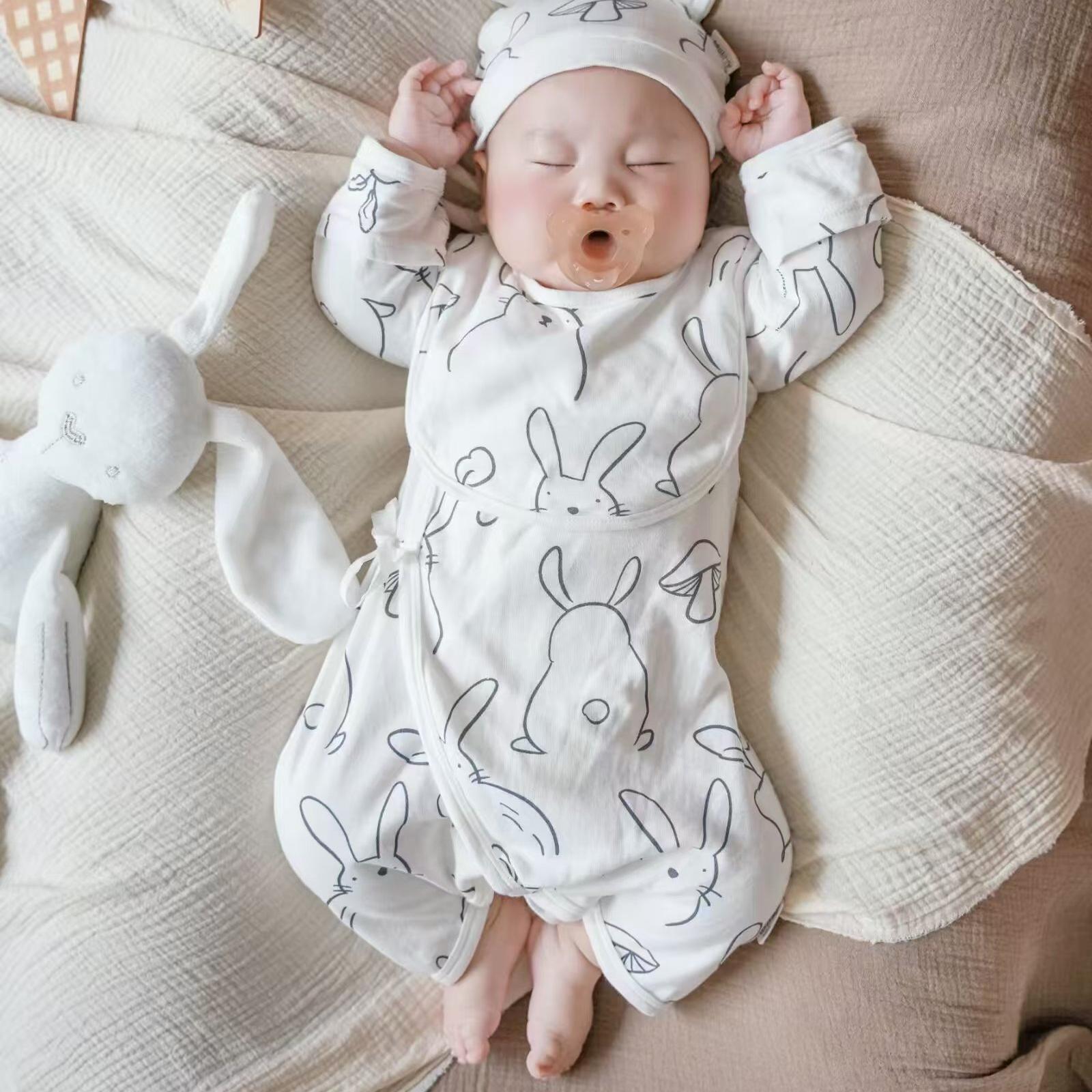 新生儿纯棉连体衣男女宝宝蝴蝶衣0-3-6月婴幼儿哈衣爬服春秋冬季