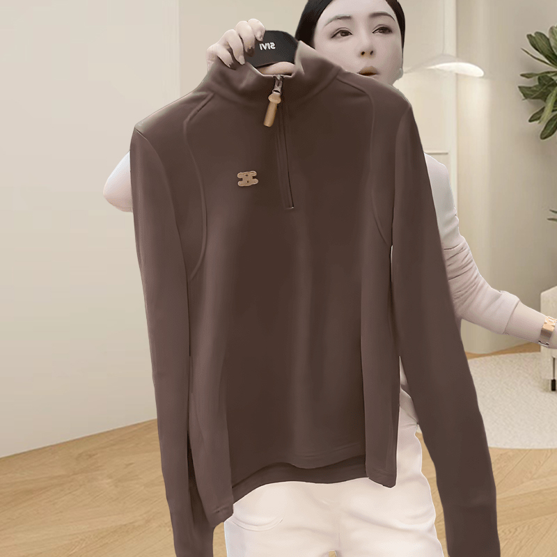 2024秋冬季新款德绒卫衣女半拉链百搭时尚长袖外套保暖立领上衣