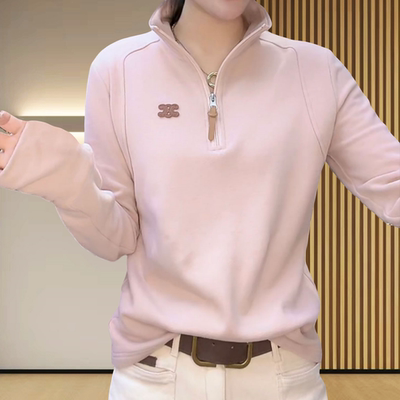 德绒半拉链保暖立领衫打底衫上衣女2025秋冬新款气质百搭时尚休闲