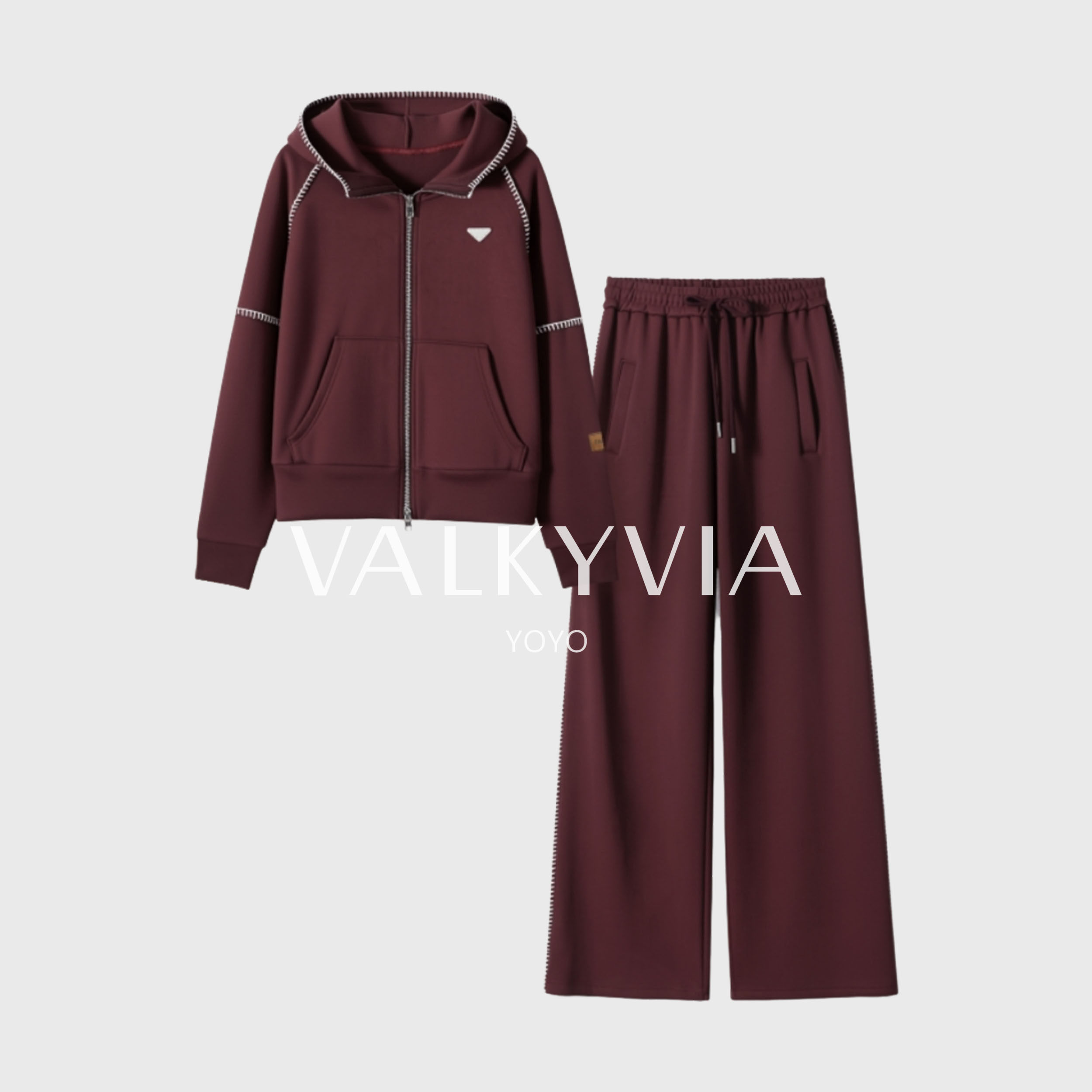 【Valkyvia/悠悠奢品】时尚连帽拉链设计感套装女阔腿裤两件套女,女装/女士精品,时尚套装,淘宝优惠券,粉丝福利购,淘宝优惠卷