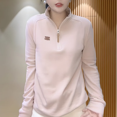 2024秋冬新款德绒卫衣女半拉链气质百搭时尚长袖保暖立领打底上衣