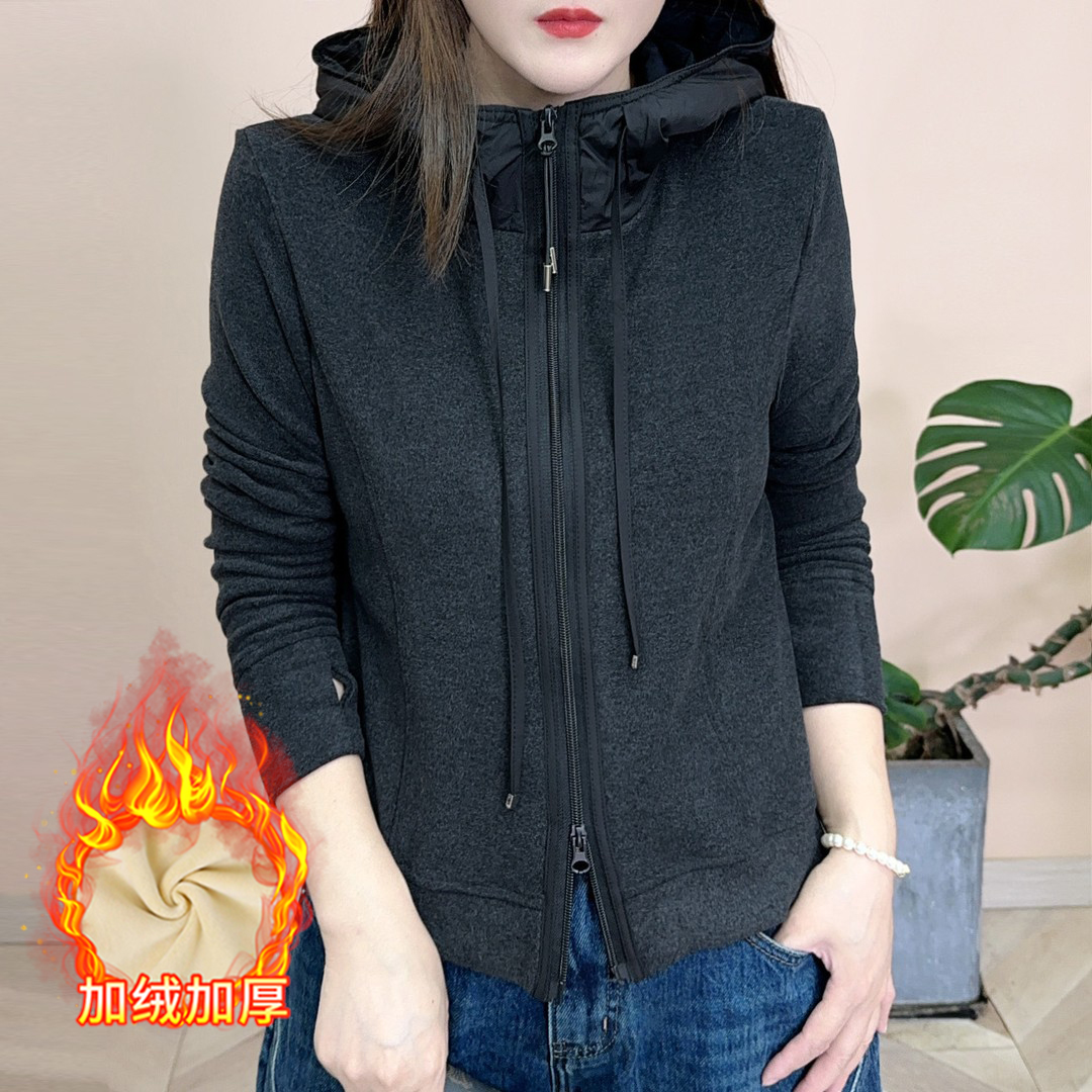 德绒加绒加厚气质保暖外套女