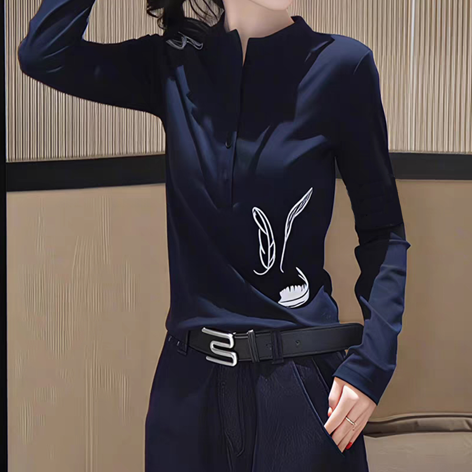 欧货独特超好看长袖T恤女