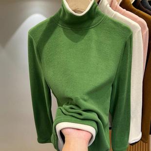 拼色假两件设计感百搭时尚 新款 休闲上衣 上衣女2025冬季 保暖打底衫