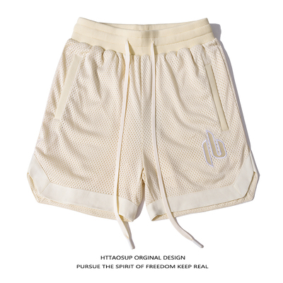 HTTAOSUP夏季网眼绣花短裤美式
