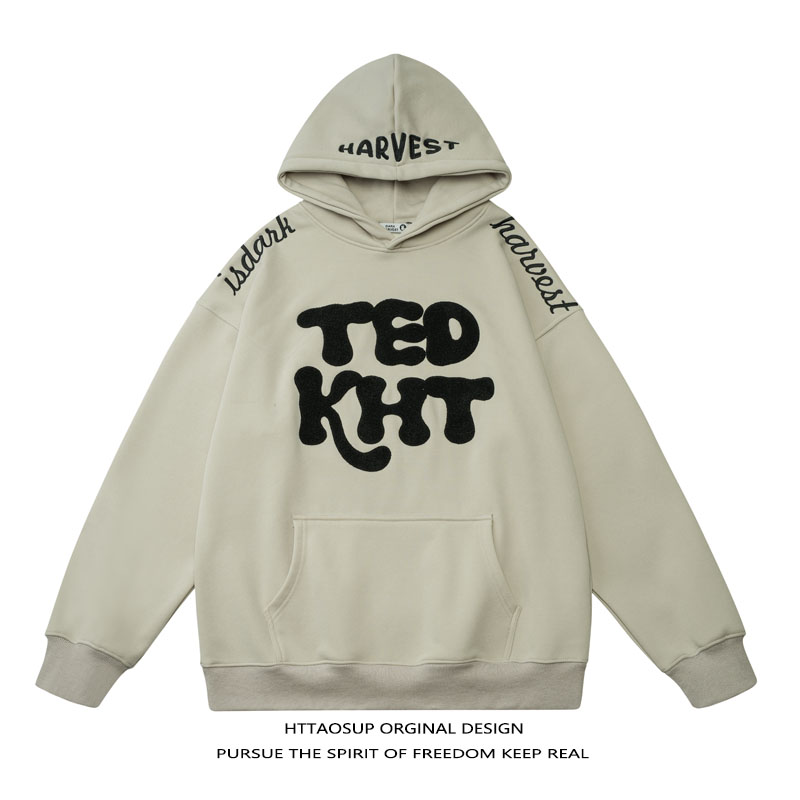 刺绣字母HTTAOSUP连帽卫衣情侣装