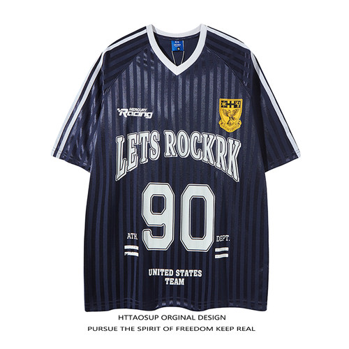 复古条纹blokecore球衣短袖T恤