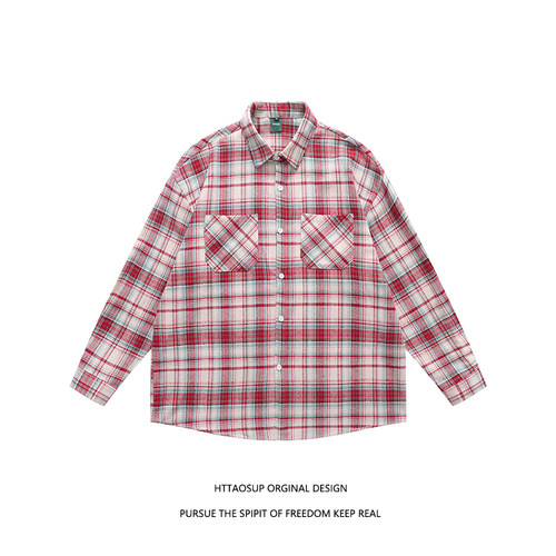 复古宽松情侣休闲衬衣男女潮流