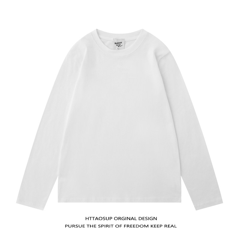 基础纯棉圆领男女长袖T恤打底衫