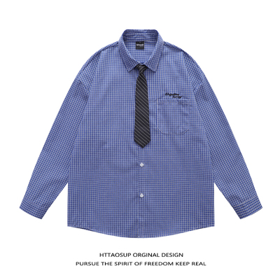 百搭纯色高级感长袖衬衫上衣男潮