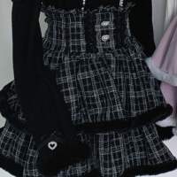 Mass-produced lolita lace fringed cute chanel-style pearl knitted sweater skirt set for autumn and winter thumbnail 2