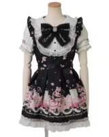 Afternoon tea Japanese-style mass-produced sweet and cute printed doll collar spliced navy style lace long-sleeved dress op thumbnail 4