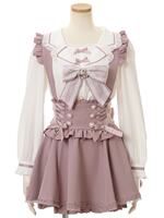 rojita's "Tomorrow's Girlfriend" Harajuku black and pink off-the-shoulder lace patchwork bow short-sleeved shirt top thumbnail 5