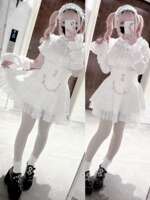 Japanese girlish mass-produced lace cape, detachable sleeve shirt, top, beaded chain skirt, subculture set thumbnail 6