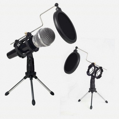 麦克风专用三角支架桌面防喷罩三脚支架大咪夹4.3cm手机K歌唱吧架