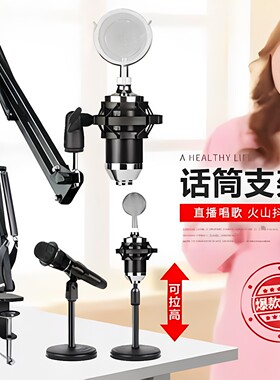 麦克风话筒支架台式桌面e300电容麦全民K歌神器手机唱歌直播夹子