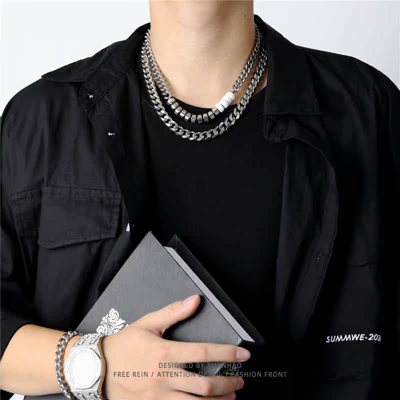 새로운 유행 브랜드 반지 접합 목걸이 힙합 유행 남성 인기 패션 주얼리 티타늄 스틸 하이 엔드 틈새 보석