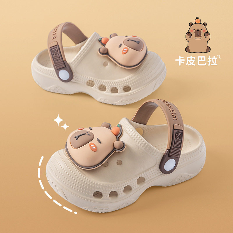 儿童洞洞鞋夏季男女童宝宝卡通软底拖鞋中童包头沙滩鞋凉拖鞋轻便
