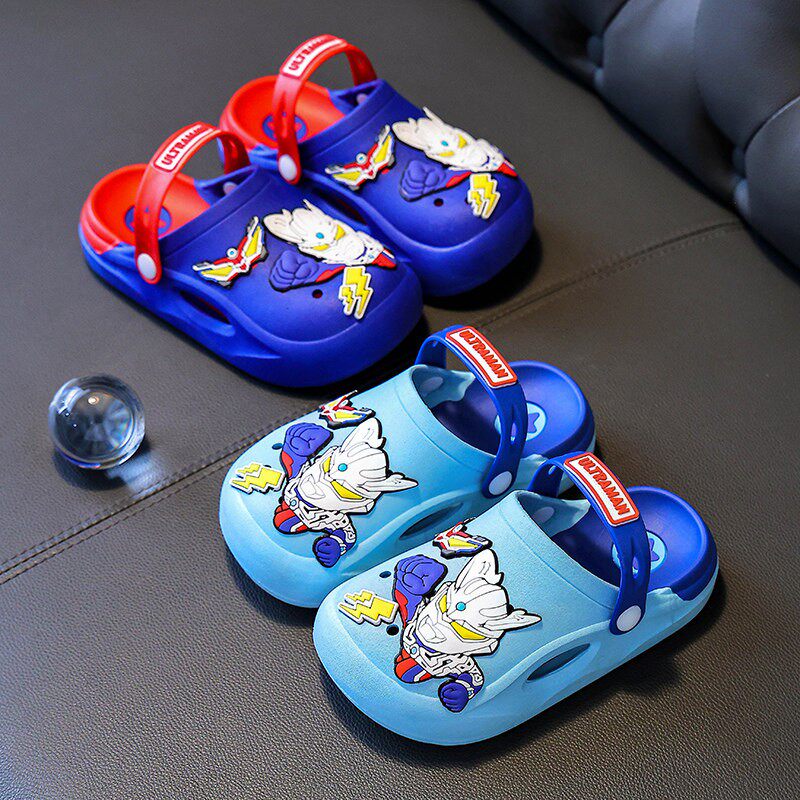 奥特曼儿童洞洞鞋夏季男童防滑包头拖鞋居家外穿宝宝卡通舒适凉拖