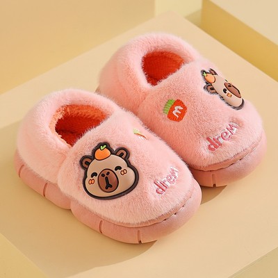 卡皮巴拉儿童包跟棉鞋男童女童冬