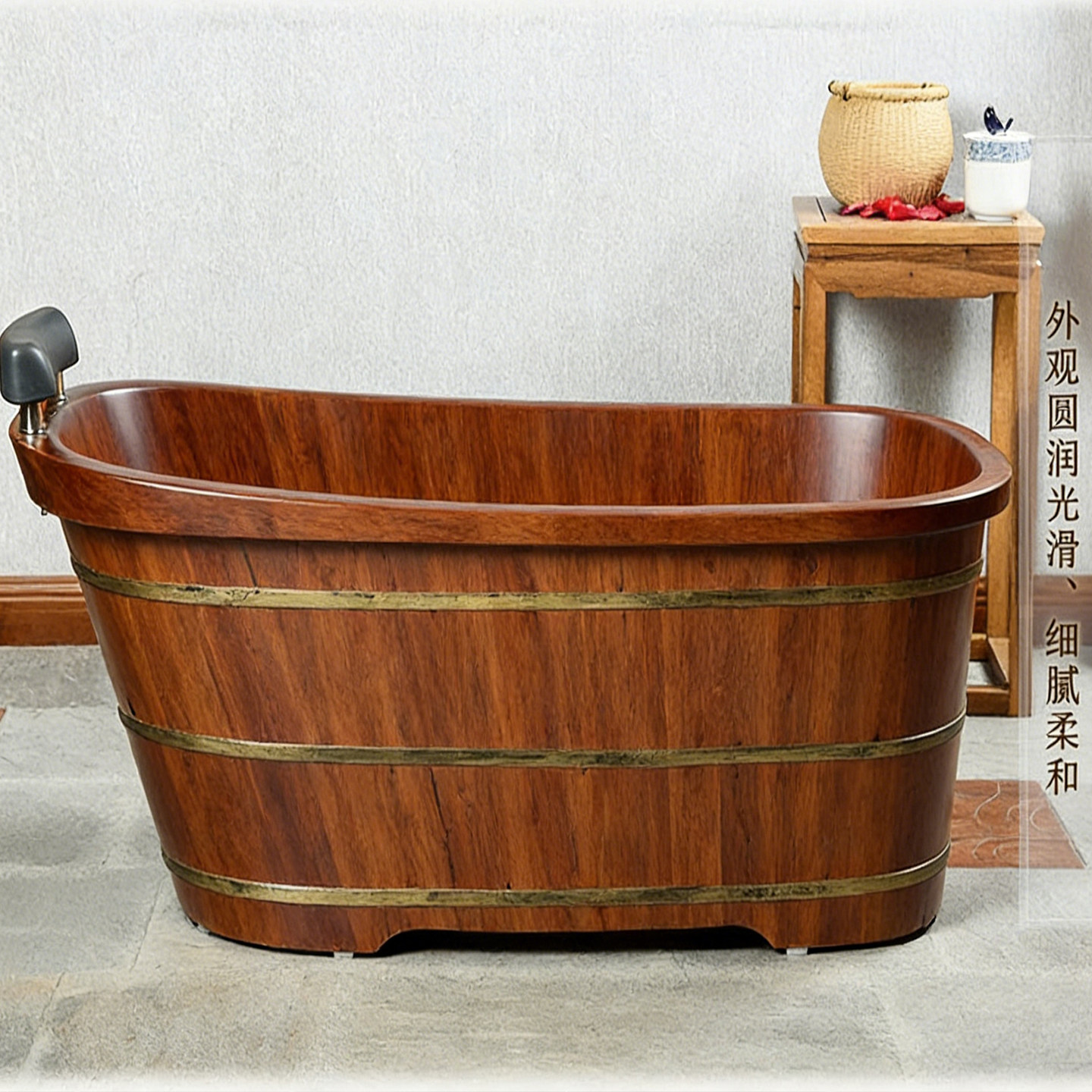 红橡木实木泡澡桶成人加厚沐浴桶家用洗澡木桶木质浴缸洗澡桶高端
