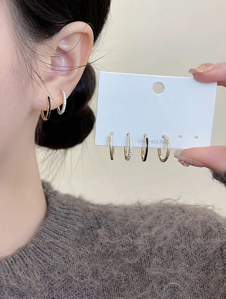 s925银针圈圈耳扣六件套耳圈耳钉女轻奢气质百搭耳环精致简约耳饰,饰品/流行首饰/时尚饰品新,耳环,淘宝优惠券,粉丝福利购,淘宝优惠卷