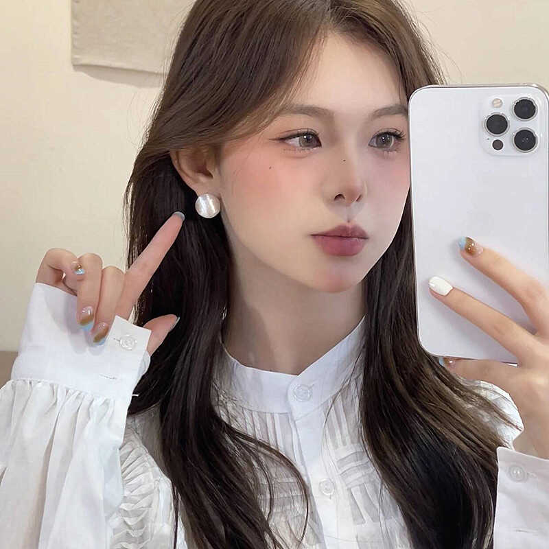 2024新款拉丝银色耳饰法式复古