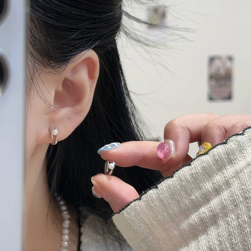 s925银针小众设计感珍珠耳扣耳环