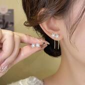 s925银针耳饰银色雏菊花朵流苏耳线女轻奢小众高级气质养耳洞耳环