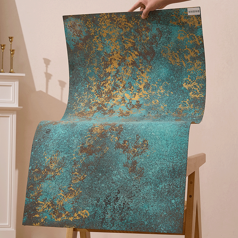 软瓷大板鎏金板艺术装饰板冰蓝设计师推荐铜锈板牛油果绿新型材料
