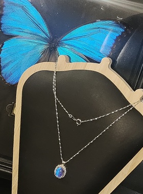 925银项链女时尚百搭圆形镶钻吊坠高级感轻奢锁骨链七夕礼物