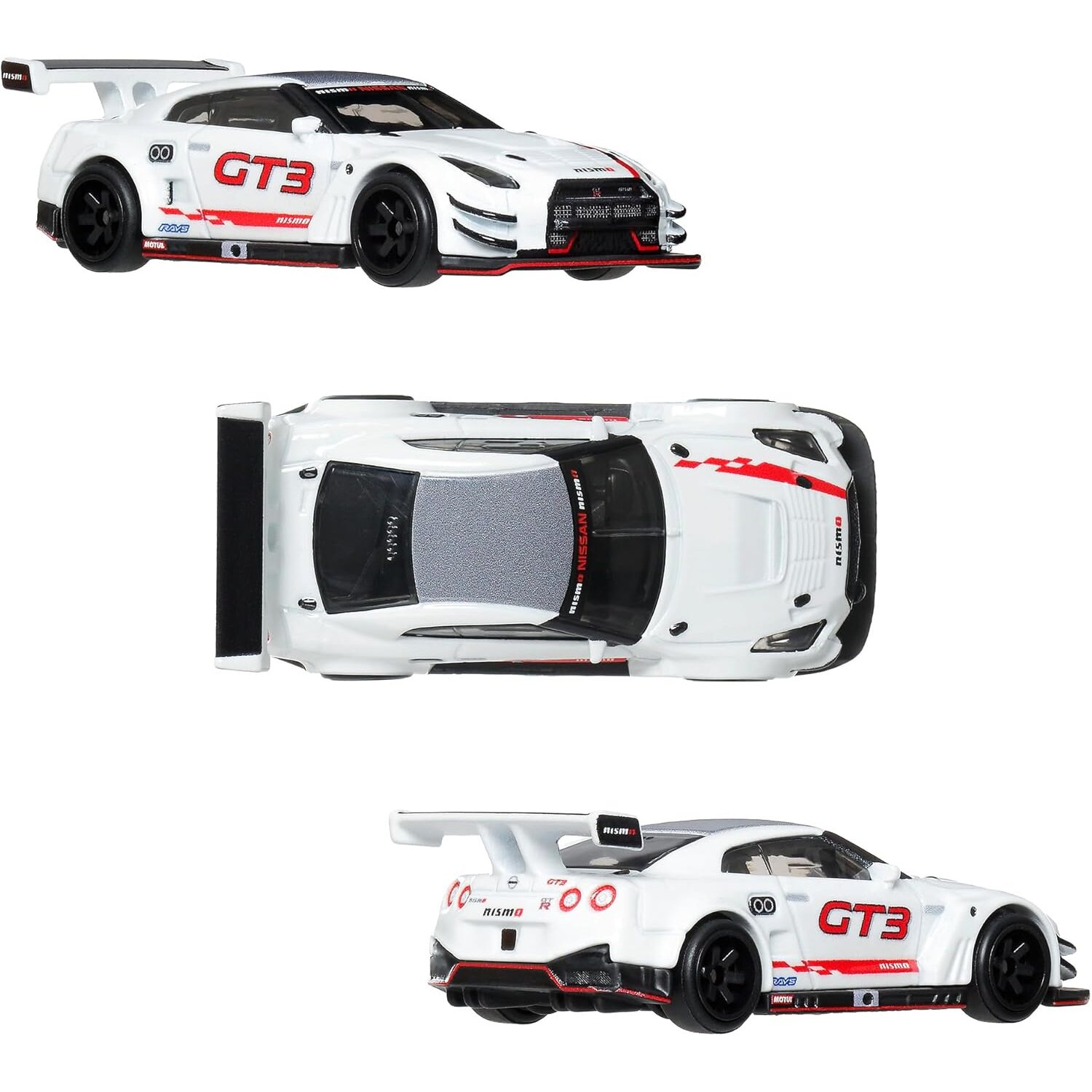 thumbnail for Hot Wheels Double Car Set Nissan Gt-R Nismo Gt3/ R35 Iron Base Rubber Tires Alloy