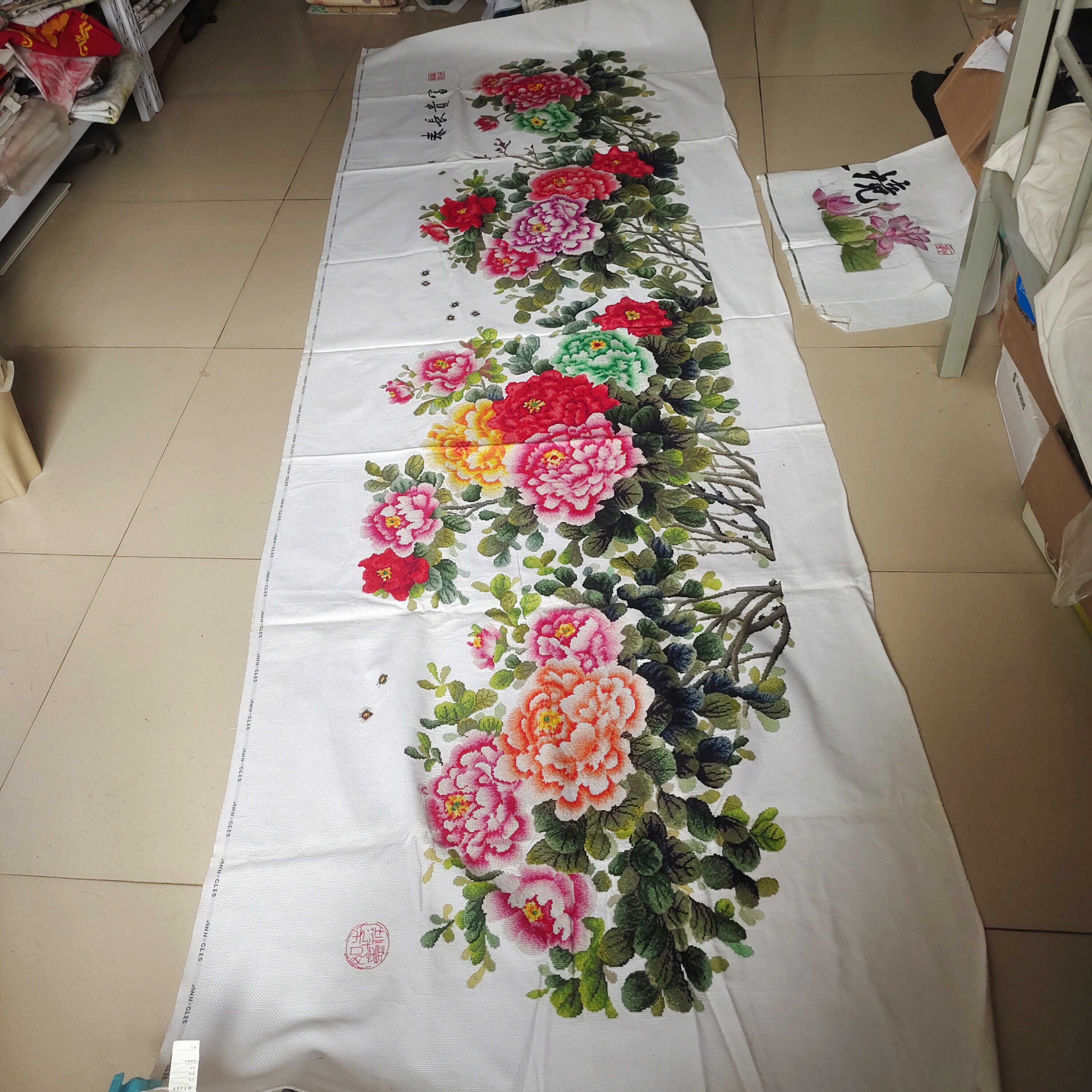 手工十字绣成品ks正品丈二牡丹3米客厅书房办公室挂画人工绣好的