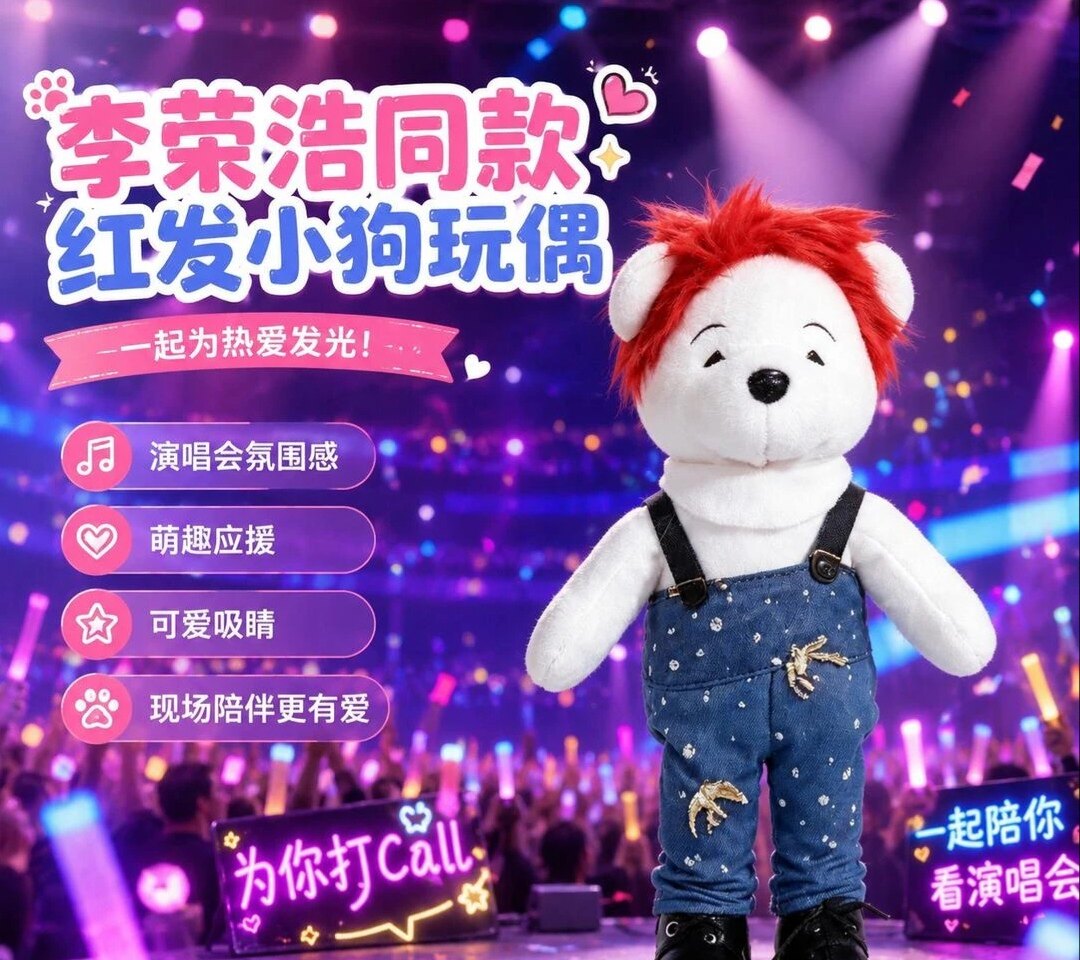 李荣浩红发小狗同款尺寸玩偶公仔黑马纵横四海巡演同款挂件