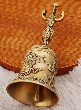 黄铜三清道铃 手持八宝铃 道家道士铃铛太上老君八仙法器天蓬帝钟