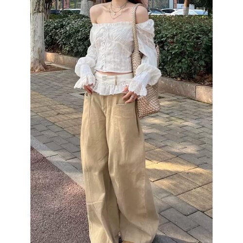 蕾丝花边牛仔裤女夏季拼接