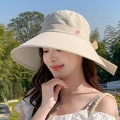 扎马尾遮阳渔夫帽防紫外线太阳帽 夏季 大帽檐防晒帽子女款 2026新款