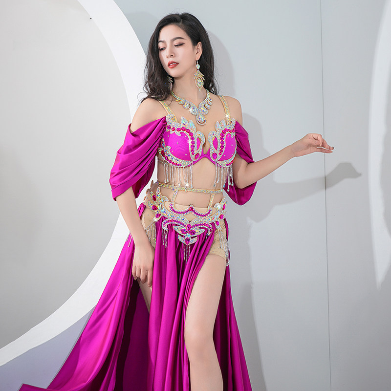 2024新款肚皮舞表演服双开叉大摆长裙个人团体演出服套装