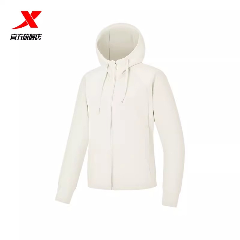 特步外套女2026年春季新款运动服针织连帽上衣夹克女974128940002